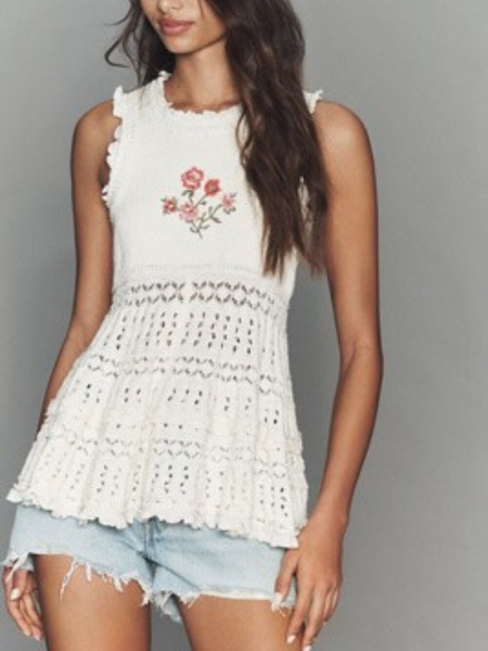 NWT Anthropologie Sleeveless Pointelle Sweater XXS